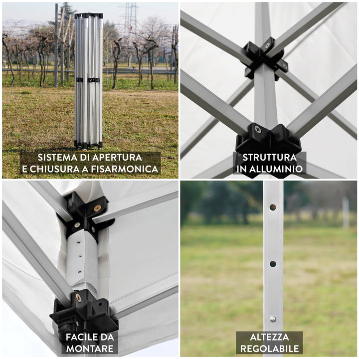 Gazebo Pieghevole 3x3 Alluminio modello ALU | Sistema di apertura e chiusura a fisarmonica