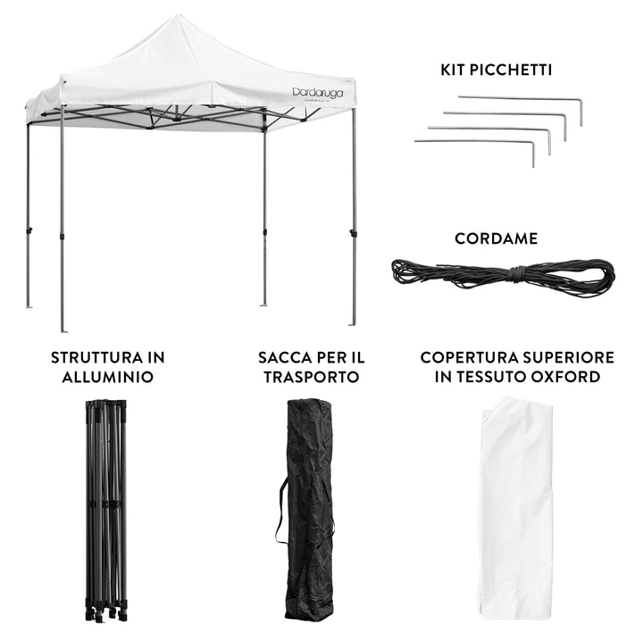 Gazebo Pieghevole 3x3 in Metallo modello TOP | Accessori inclusi