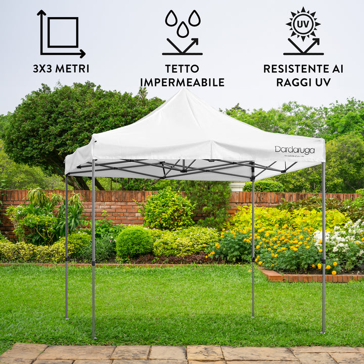 Gazebo Pieghevole 3x3 in Metallo modello TOP | Tetto impermbeabile