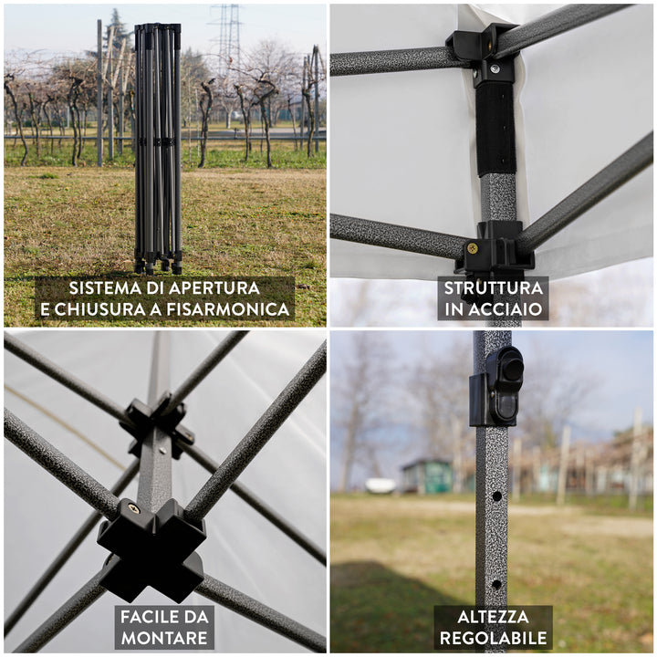 Gazebo Pieghevole 3x3 in Metallo modello TOP | Sistema di apertura e chiusura a fisarmonica