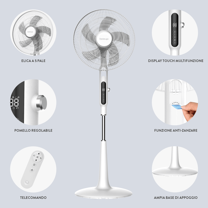 Ventilatore ad Altezza Regolabile con 5 pale rotanti | Dardaruga