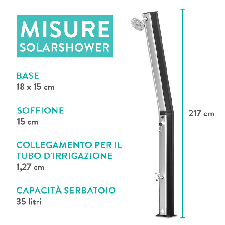 Doccia ad energia Solare Giardino CURVE 35 Litri - dimensioni