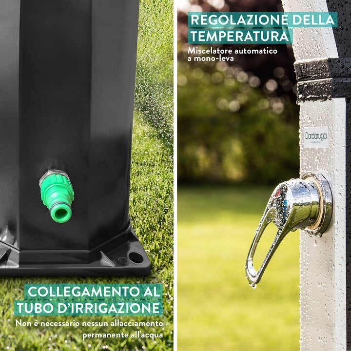 Doccia ad energia Solare Giardino CURVE 35 Litri - collegamento al tubo d'irrigazione