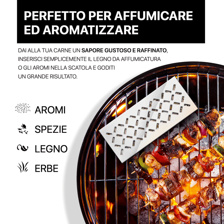 Affumicatore Barbecue Smoker Box per Affumicare la Carne alla Griglia Aggiungi un delizioso aroma di affumicatura a qualsiasi pasto grigliato 