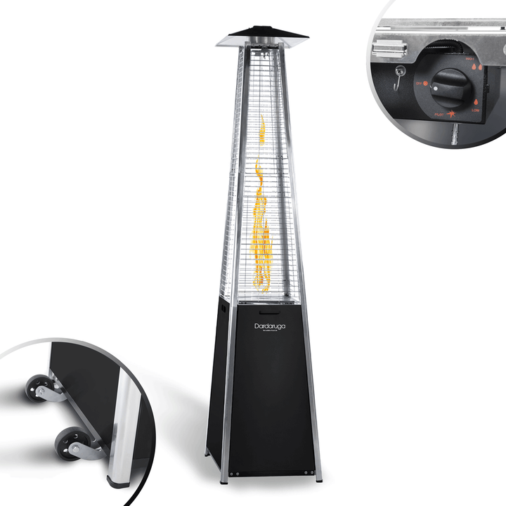 Piramide Riscaldante per Esterni Acciaio Nero a Gas 10,5KW | Dardaruga